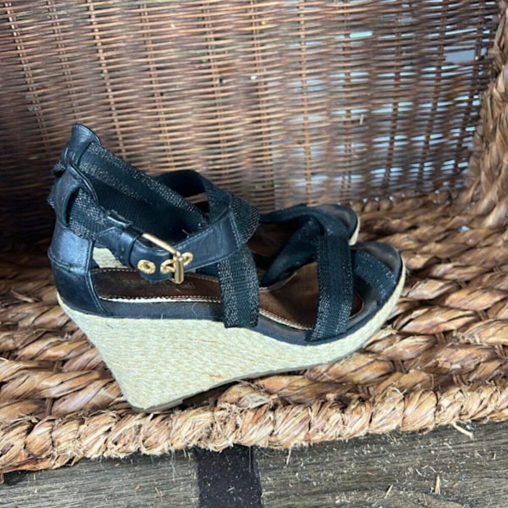 Sperry Women's Black Strappy Top Sider Wedges Sandals Size 8.5 - Picture 1 of 7